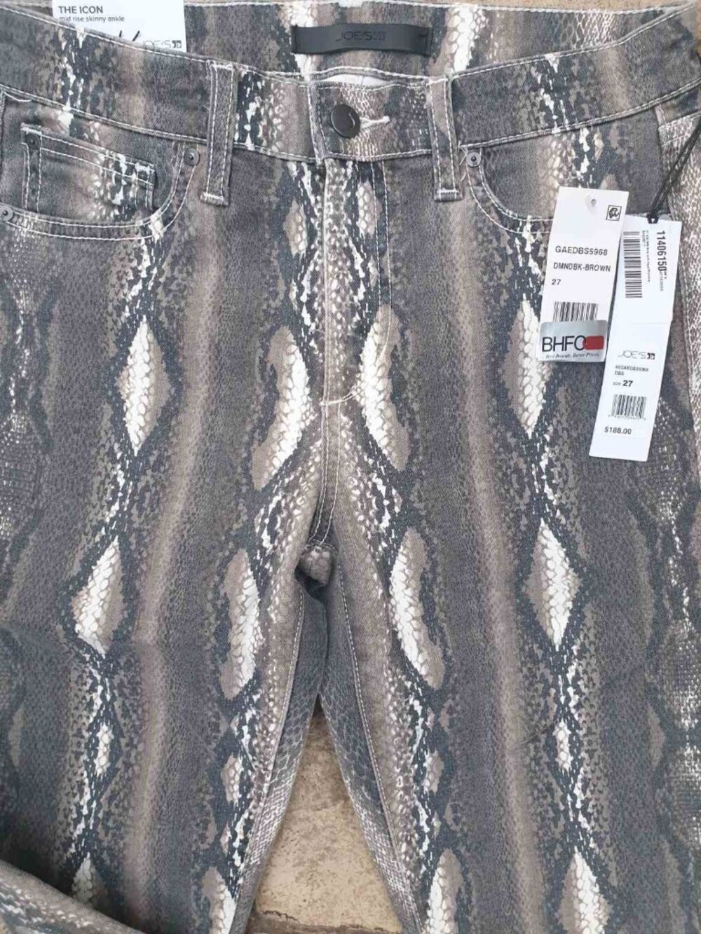 Joe's Mid Rise Skinny Snake Skin Ankle Jeans Fashion Women Girls Size 27